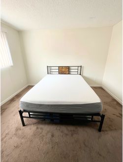 Queen bed frame and mattress