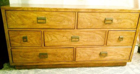 Drexel - MCM Wood 7 Drawer Dresser w/Wheels - Delivered