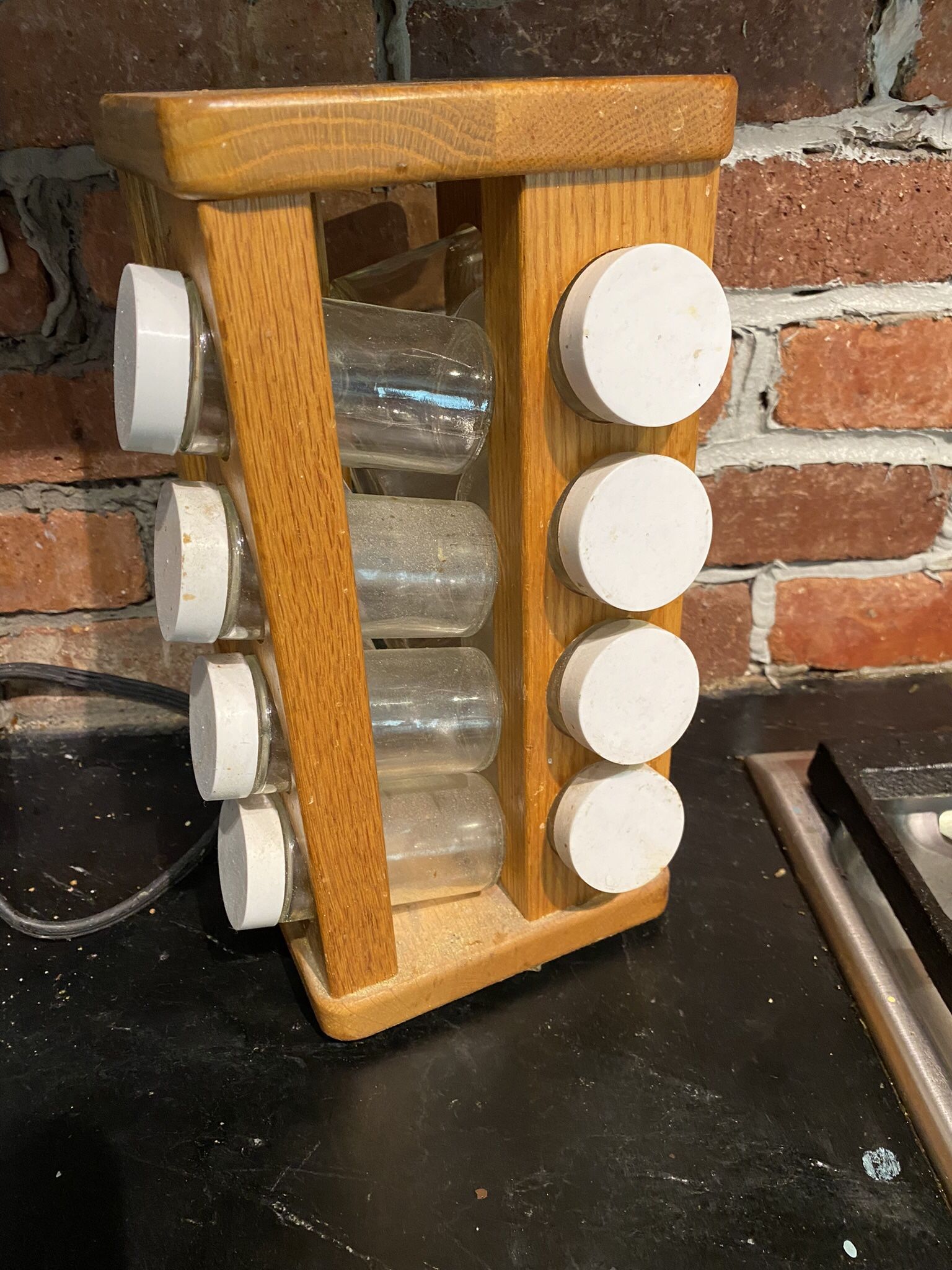 Solid Oak Revolving Spice Rack