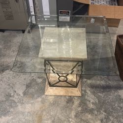 Glass End Table And Palm Tree