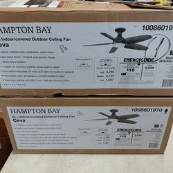 Hampton Bay ceva 44" Indoor/ Outdoor Ceiling Fan With led light and remote In black , few available