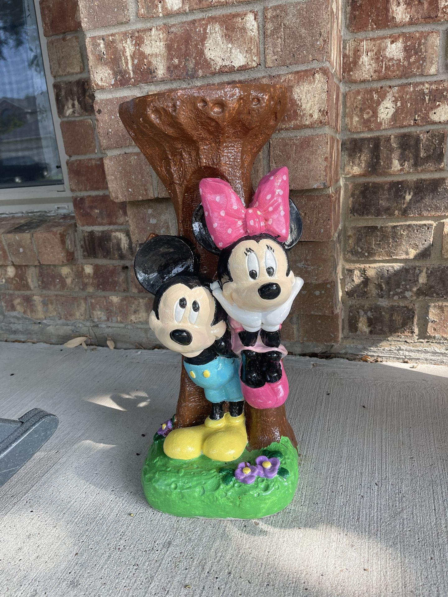 RARE Mickey & Minnie Mouse 19" Disney Bird Bath Base garden Outdoor Decor