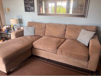 Taupe/Beige Soft Sofa with Chaise