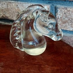 Art Glass Animal Horse Head Desk Office Paperweight Figurine Equestrian 3.5 Inch