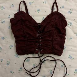 Shein Burgundy Corset Top