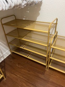 3 metal mesh shoe racks