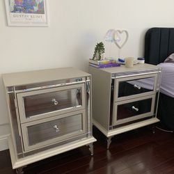 2 Mirror Two-Drawer Nightstands