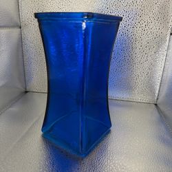 Square Gathering Vase 6.5 inch Tall Cobalt Blue