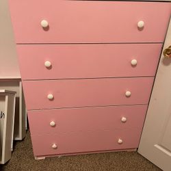 2  Pink Twin Beds With Matching Drawer