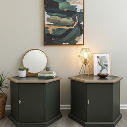 Moody Green Hexagon End Tables (Pair)