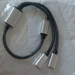 USB C Splitter Charge Cable,1 Feet USB Type C 1 Female to 2 Dual Male Y Splitter