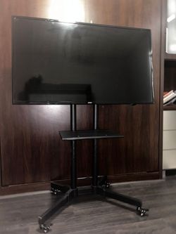 TV Stand with Tilt Rolling TV Cart