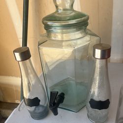 3 Pc Laundry Glass Containers Used 