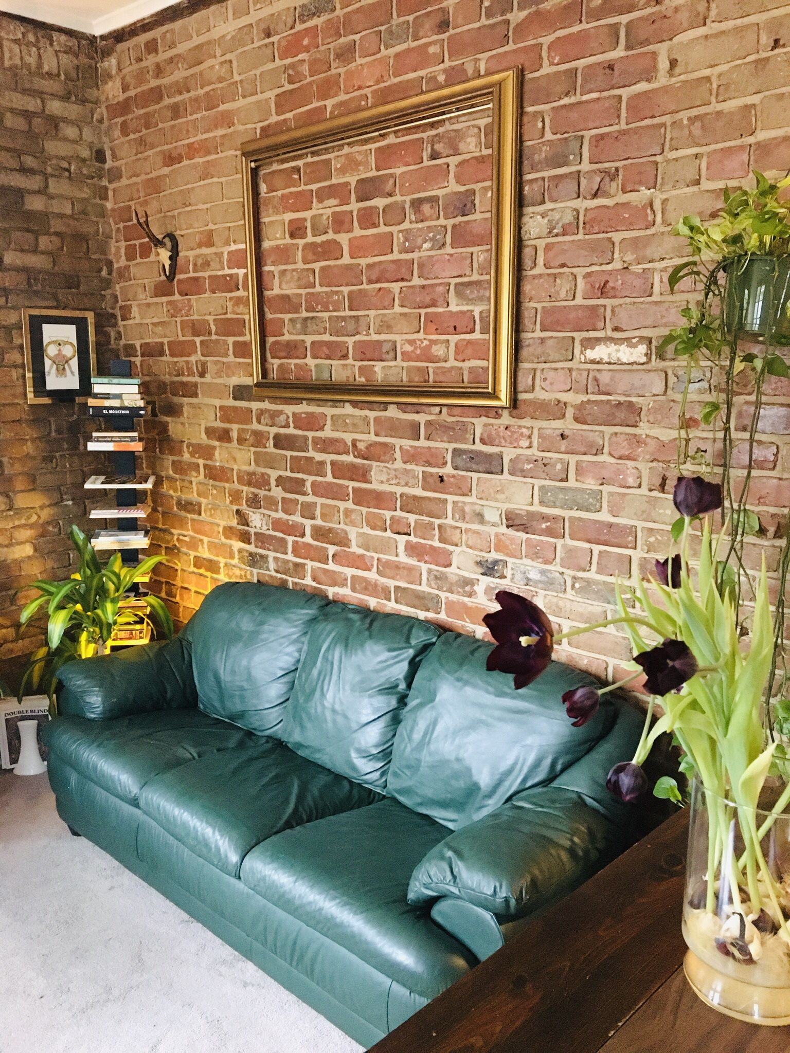 Dark Green Leather Sofa