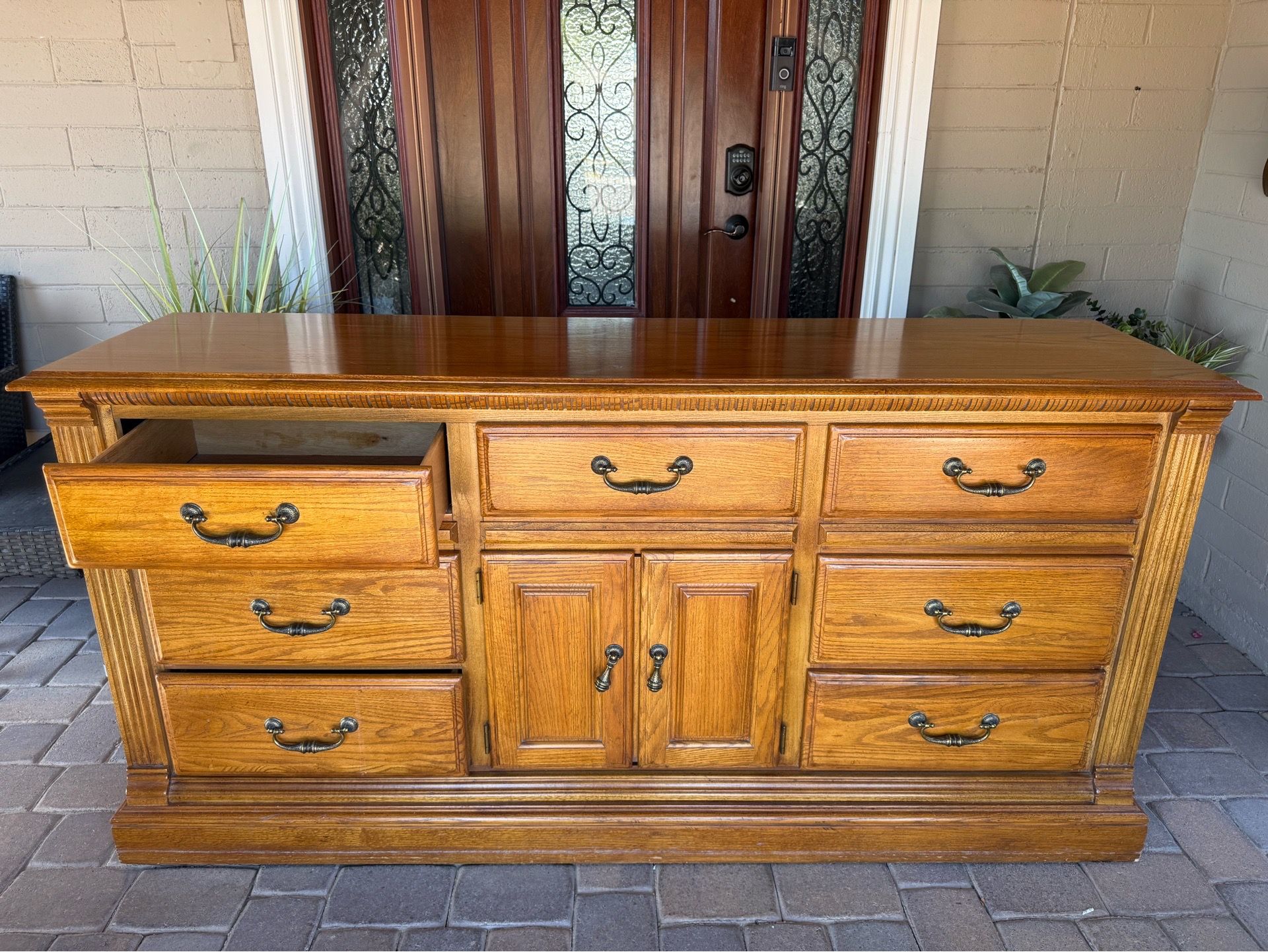 Traditional vintage Oak Wood Dresser /media console/buffet/office credenza…can be repurposed