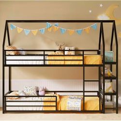 Brand new in box Bunk Bed with Bookshelves Twin over Twin