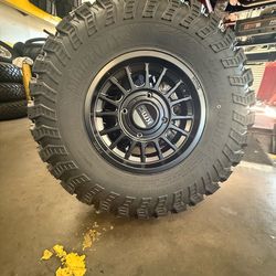 15” KMc Impact 4/156 +10 offset with 32” EFX Motorally tires