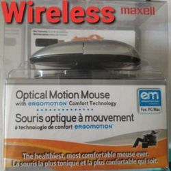 New MAXELL Wireless Optical Motion Mouse With Ergomotion