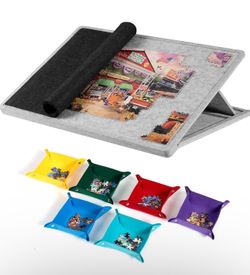 Lavievert 1000 Piece Tilting Puzzle Board with 6 Colored Sorting Trays & Cover, Lightweight Felt Puzzle Mat with 3 Angle Adjustable Stand, Portable Ji