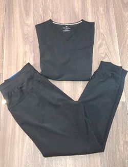 Mens Black Cherokee Infiniti Scrubs Large Top And Large Jogger Pants Scrubs 