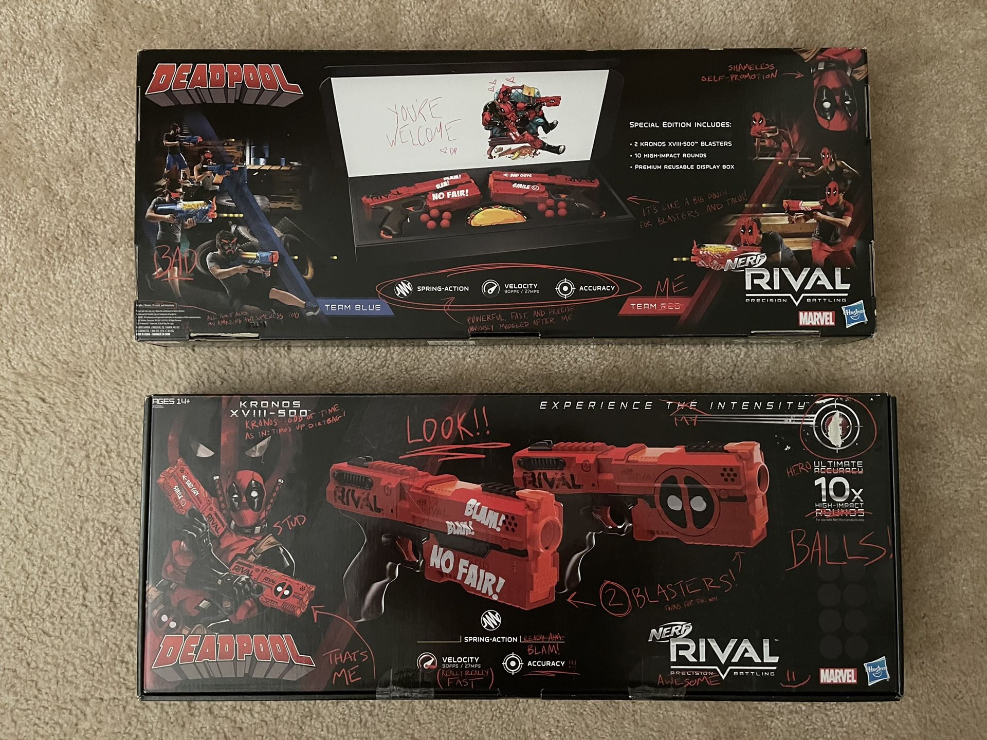 Nerf Rival Hasbro - Rival Deadpool Kronos XVIII-500 Blasters (2-Pack) - Red And Black
