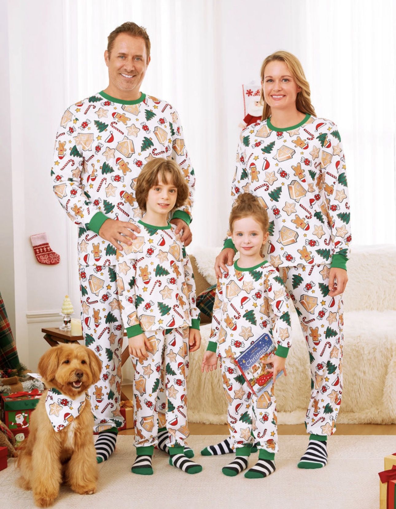 Matching Christmas Pajamas Family Set Of 4 - Mens & Women’s XL, Kids 3-4 Years & Baby 6-9 Months  