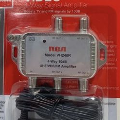 RCA 4-Way Video Signal Amplifier & Splitter Boosts TV and FM Signals VH240R NEW