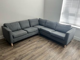 Gray Fabric L-Shaped Sectional Sofa Couch