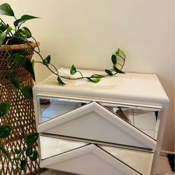 White Mirrored Nightstand