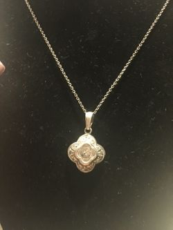 925 Sterling silver necklace with zirconia charm $15.... 16" inches