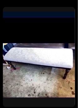 Bench Brand New $130 54 wide 18 1/2 tall fabric color gray wood color brown .