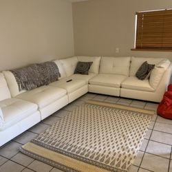 White Leather Sectional 