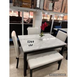 5 Piece Faux marble top dining table set  // Christmas Sale !