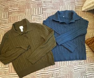 2 Cable Knit Sweaters Bundle - H&M (M) & Slate Blue (L)