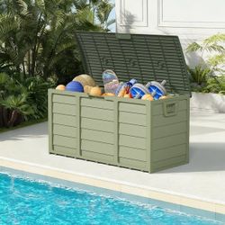 Green Solaura 75-gallon outdoor storage deck box