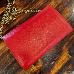 Designer Style Red Bag w/ Gold Chain (New w/ Box + Dust Bag)