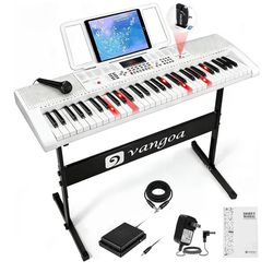 NEW IN BOX  Vangoa Keyboard Piano 61 Key, Full Size Electric Piano Keyboard Light UP Keys with 3 Teaching Modes, Learning Music Keyboard Piano with St