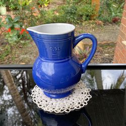 Emile Henry Blue French Stoneware Pitcher