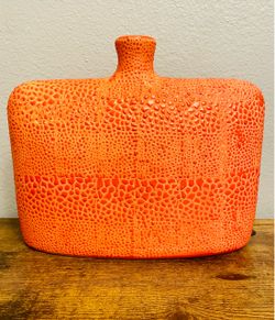 IMAX Worldwide Home "Isla" Orange Crackle Glazed Ceramic Vase – Mid Century Style