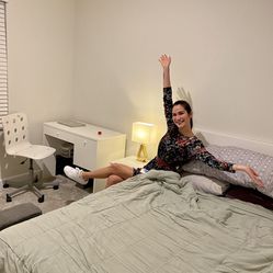 IKEA Desk, Nightstand, Light And Full Size Bed And Mattress 