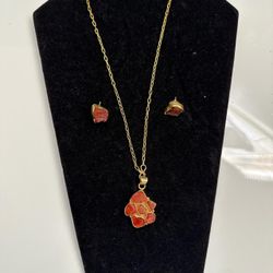 New | Indian Natural Stone Pendant Necklace with Earrings  