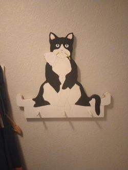 Handmade Kitty Cat Coat Rack