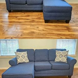 Free Delivery 🛋Hughes Furniture Navy Blue Reversible Chaise Sectional