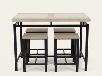 Counter Height Bar Table Set with 4 Stools