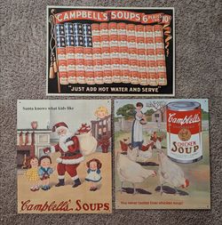 Vintage 1993 Campbell’s Soup Embossed Tin Advertising Sign Set Of 3