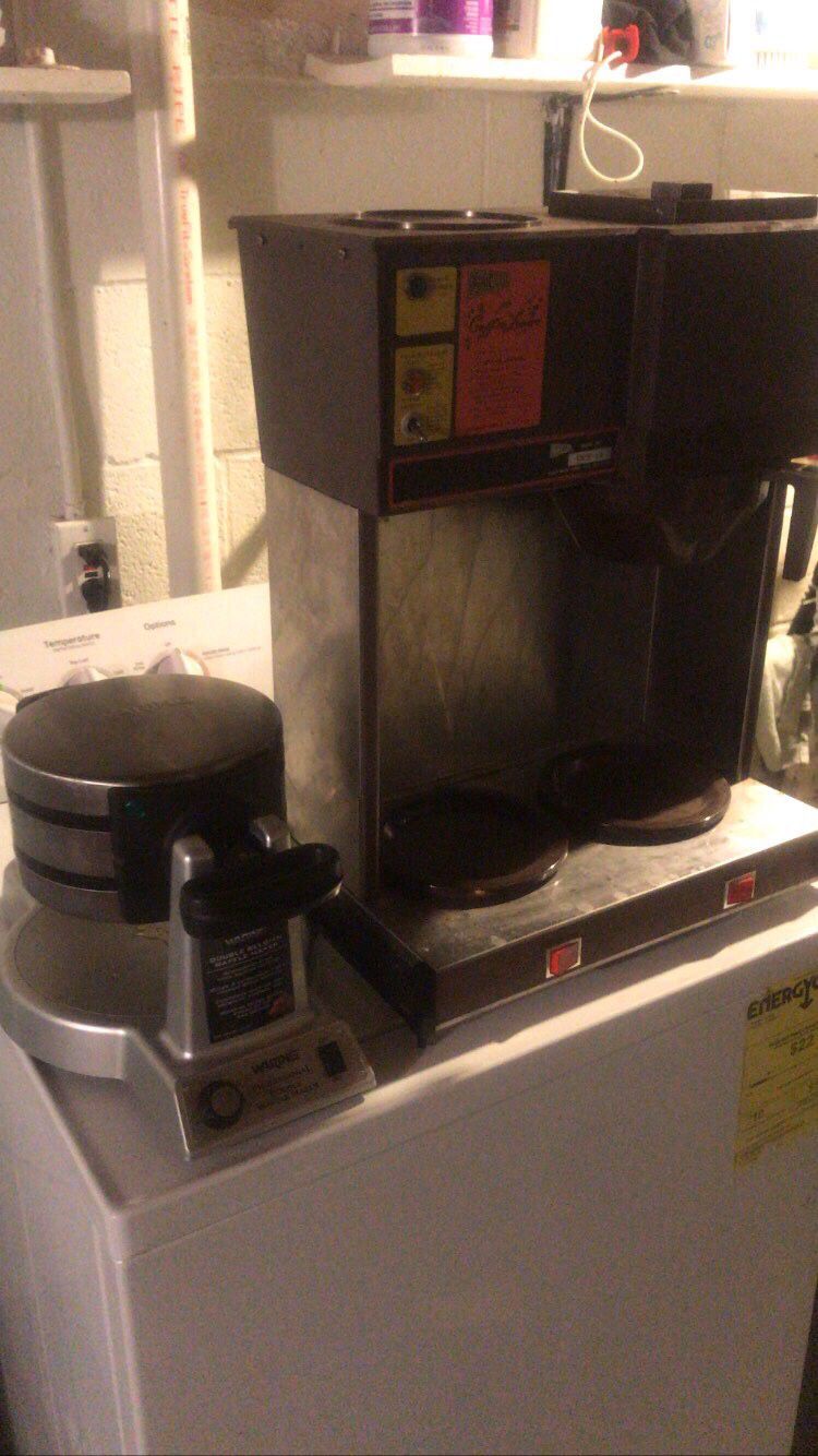 Double waffle maker and coffee maker great for a food truck