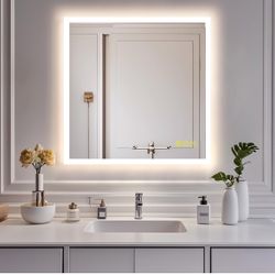 36x36 Inch Bathroom LED Mirror Smart 3 Colors Dimmable Lighted Bathroom Mirror Anti-Fog LED Vanity Mirror with Lights Wall Mounted Large Backlit@642