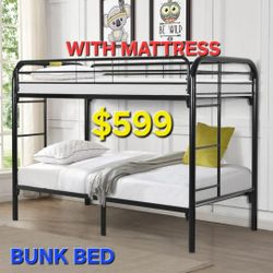 Free Deliver  New Bunk Bed With Mattress  $599