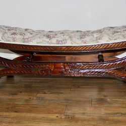 Vintage 1960s Savonarola Bench / X-Frame Ottoman / Renaissance Revival Seating / End Of Bed Bench