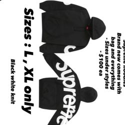 Supreme Hoodie Black And White Knit